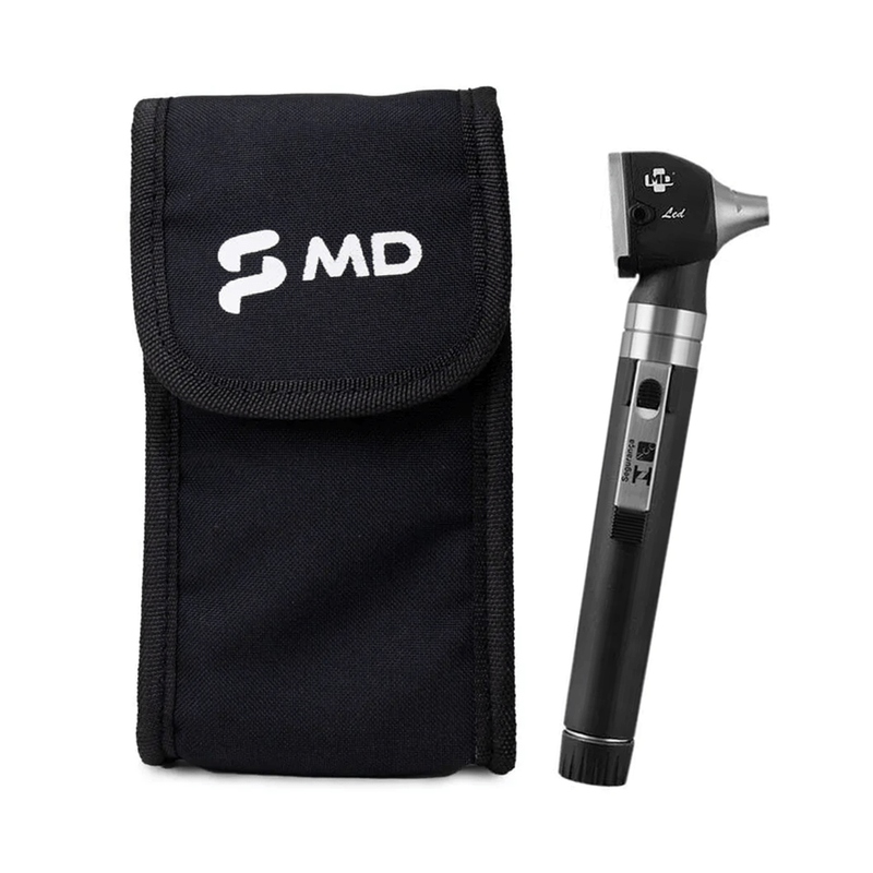 Otoscópio MD 2.5V Omni 3000 LED Fibra Óptica com Estojo Macio Preto